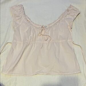 Brandy Melville Cream Lace Trim Blouse